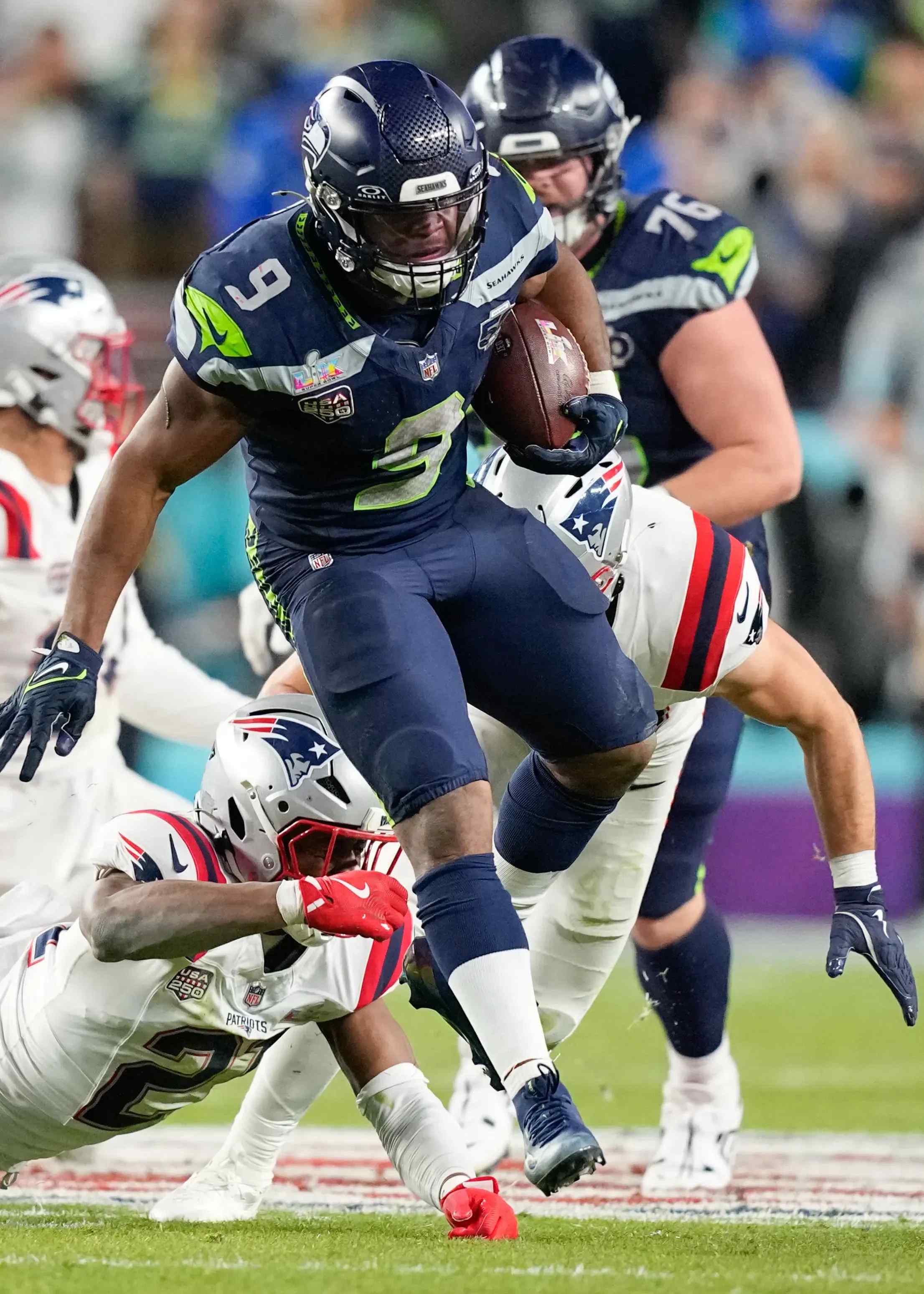 A Seattle Seahawks player makes a successful run